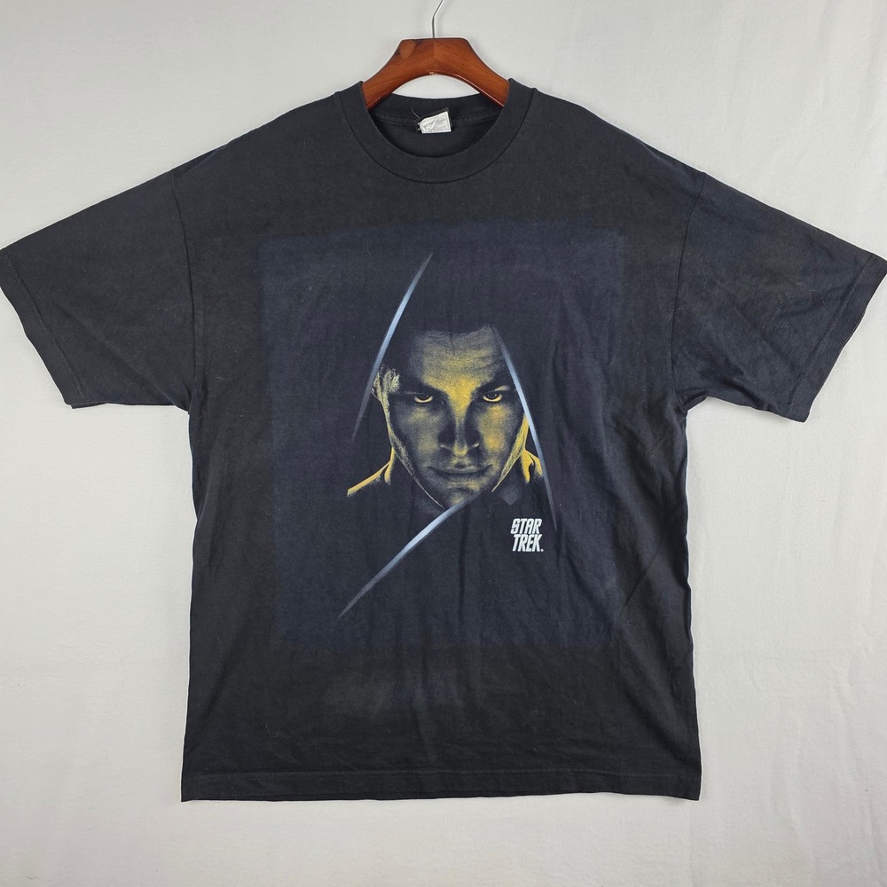 Star Trek Men's Y2K Graphic T-Shirt Crew Neck Movie Promo Black Size XL